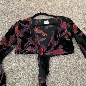 floral tie front top